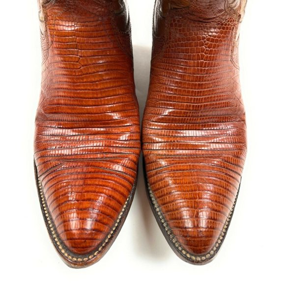 Dan Post Mens 9.5 D Snakeskin Leather Brown Exotic Western Cowboy Boots w/ Bag - Picture 8 of 16